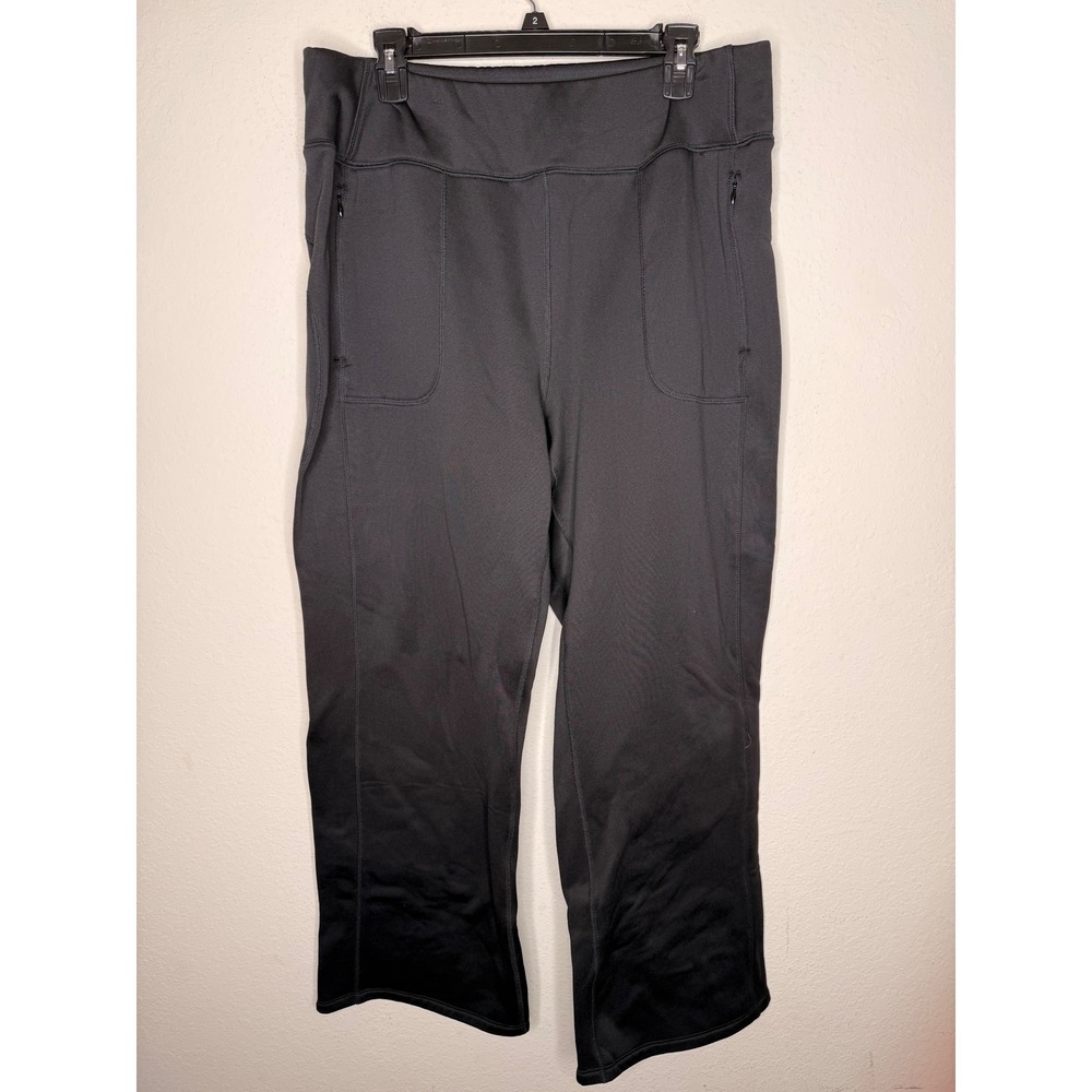 Lands End Plus fleece lined Black Active Pants Straight Leg Sz 1X